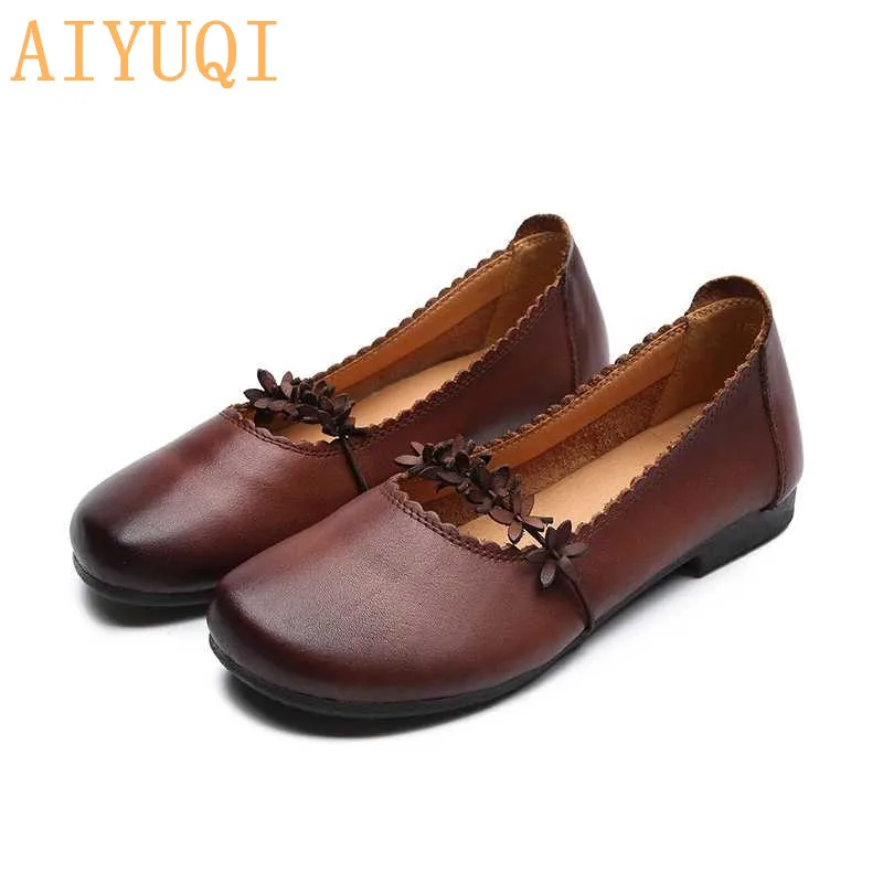 

AIYUQI Shoes women loafers 2019 new genuine leather shoes for women moccasins sweet women's flat shoes spring oxfords retro