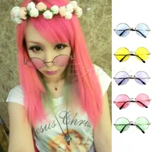 Женская линза солнцезащитные очки пластиковая оправа очки ретро круглые очки флуоресцентные синие/желтые/розовые/фиолетовые/зеленые дропшиппинг