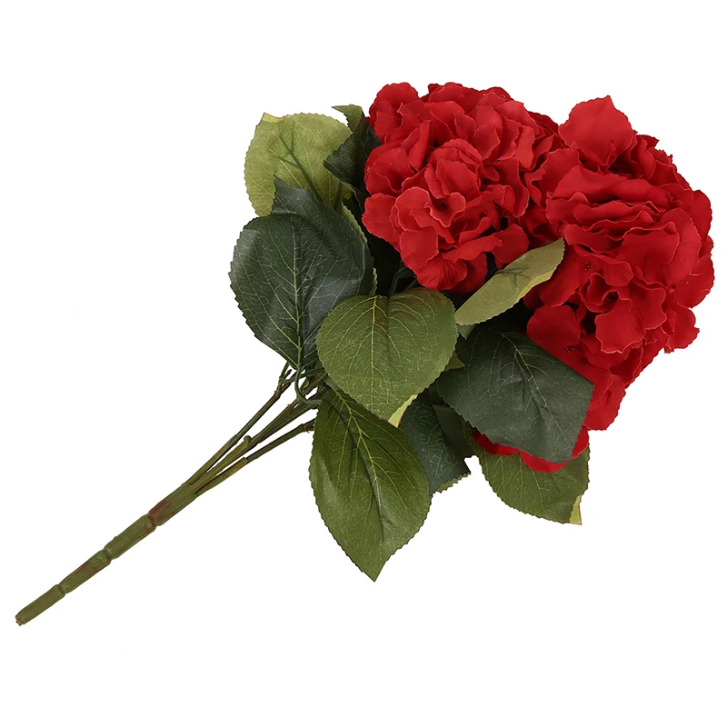 Искусственная Гортензия цветок 5 большой букет(диаметр " Каждая голова) красный