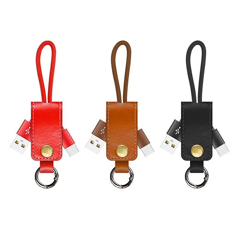 

New Multifunction USB C Type C 3A Fast Charging Adapter Sync Data Line Cables Mini Leather Keychain Key Rings Andriod Charger