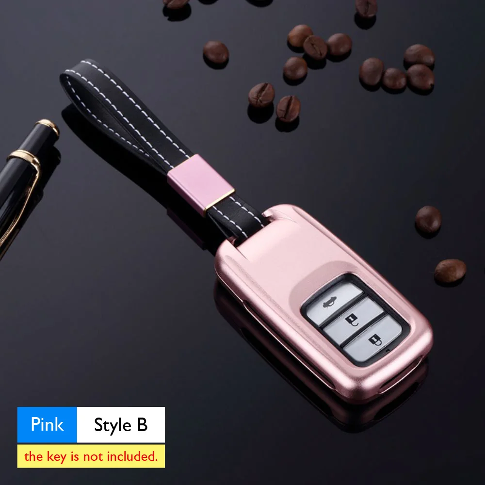 Алюминиевый сплав автомобильный ключ чехол для Honda XRV Vezel Civic City Greiz Elysion Crosstaur Spirior Odyssey сумка для ключей пульт дистанционного Fob крышка - Название цвета: Pink- Key B