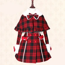 Sweet Lolita Dress Long-sleeve Classic Plaid Winter Dresses for Women Winter Coat Warm Coat Cosplay Costumes XS-XL Custom-made