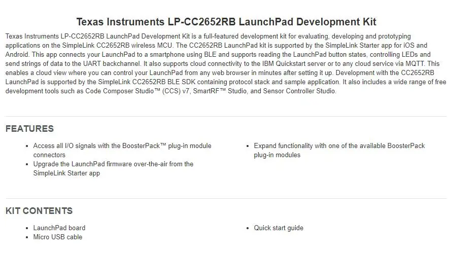 LAUNCHXL-CC13-90US INFO 2