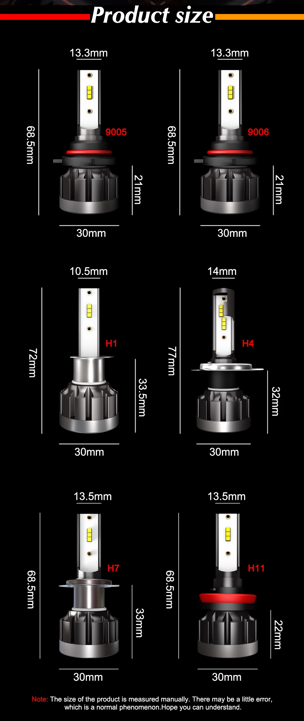 Roadsun 6000K H4 светодиодный H7 H1 HB4 H11 HB3 со светодиодными кристаллами для автомобиля лампы для передних фар 72W фары для 12000LM стайлинга автомобилей 9005 9006 светодиодный помощи при парковке