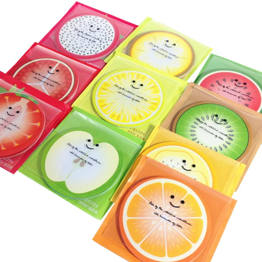 

24packs/lot Sweet Fresh Fruit design Notepad Kawaii Sticky note Memo Pads message notes for students Writing scratch pad