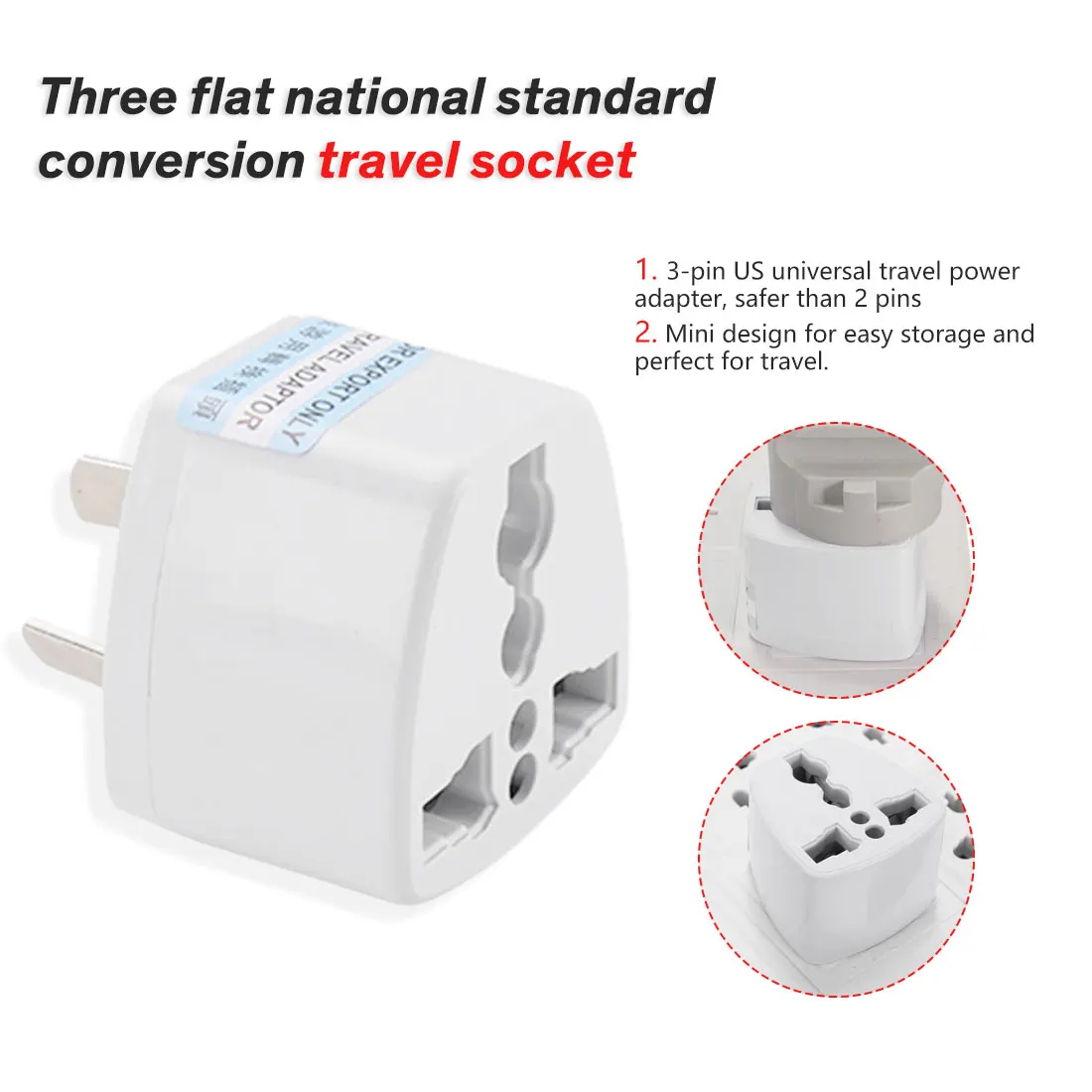 

Universal US/UK/EU to AU Plug Travel Wall AC Power Charger Outlet Adapter Converter 3 Round Pin Socket