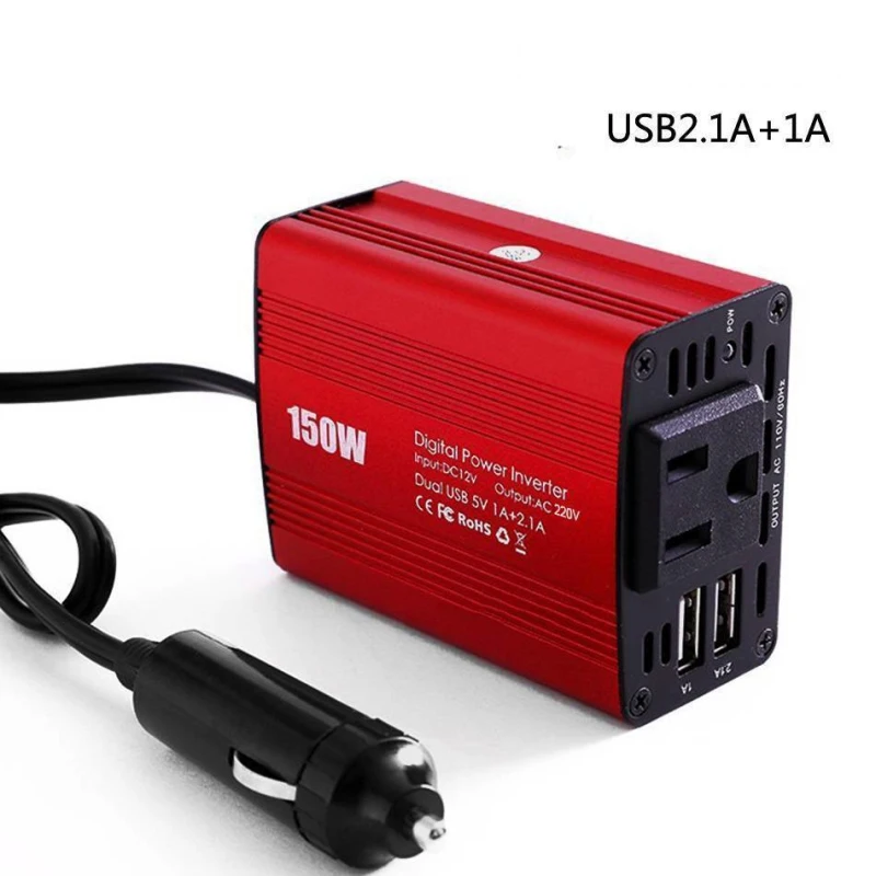 150W Car Power Inverter DC 12V to 110V AC Charger Adapter with USB Port Charger Travel Portable Converter fo