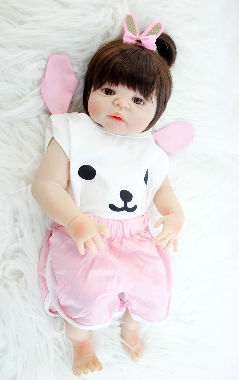 

BZDOLL 22" Full Silicone Reborn Baby Girl Lovely Princess Dolls Lifelike Newborn Alive Bebe Boneca Sleeping Bedtime Toy