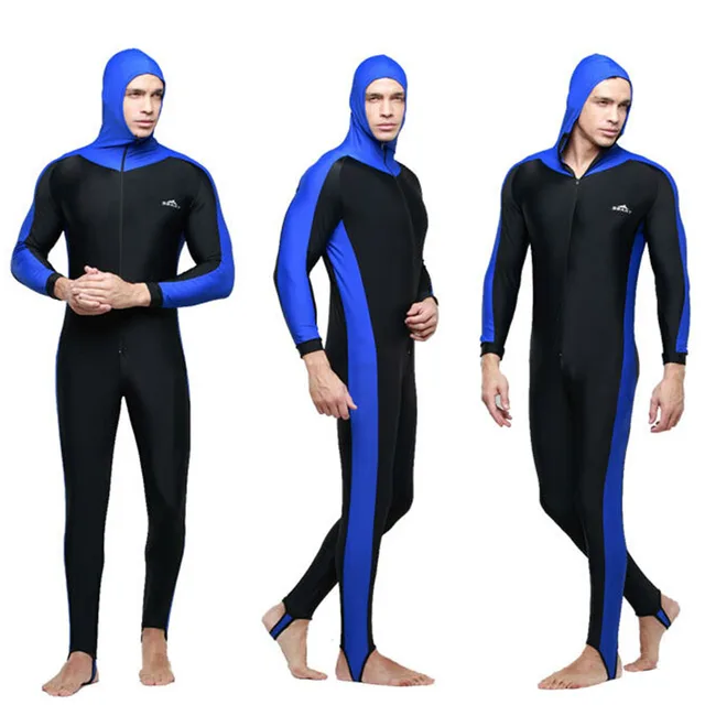 Mens One Piece Snorkeling Diving Suit with Hood Surfing Snorkeling