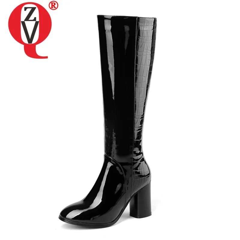 

ZVQ high quality brand round toe party dress shoes 2019 concise Keep warm high boots big size 33-45 genuine leather long boots