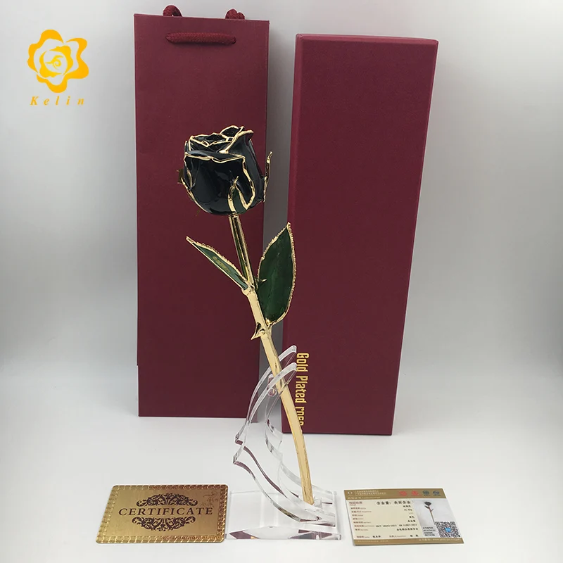 G029 серия 11 дюймов длинный стебель Несколько цветных бутон розы окунутый в 24k золотой фольги лучший подарок для девушки - Цвет: G029-11