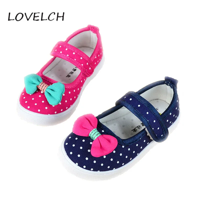 B&D 2016 Children Kids Dot Canvas Shoes For Girls Princess