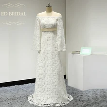 Illusion Neckline Off the Shoulder Long Sleeves Venice Lace Vintage Boho Wedding Dress Bridal Wedding Gown robe de mariee