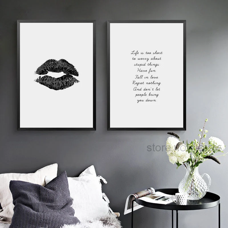 

Lips Love Word Picture Posters And Prints Wall Art Canvas Painting Nordic Poster Wall Pictures For Living Room Unframed