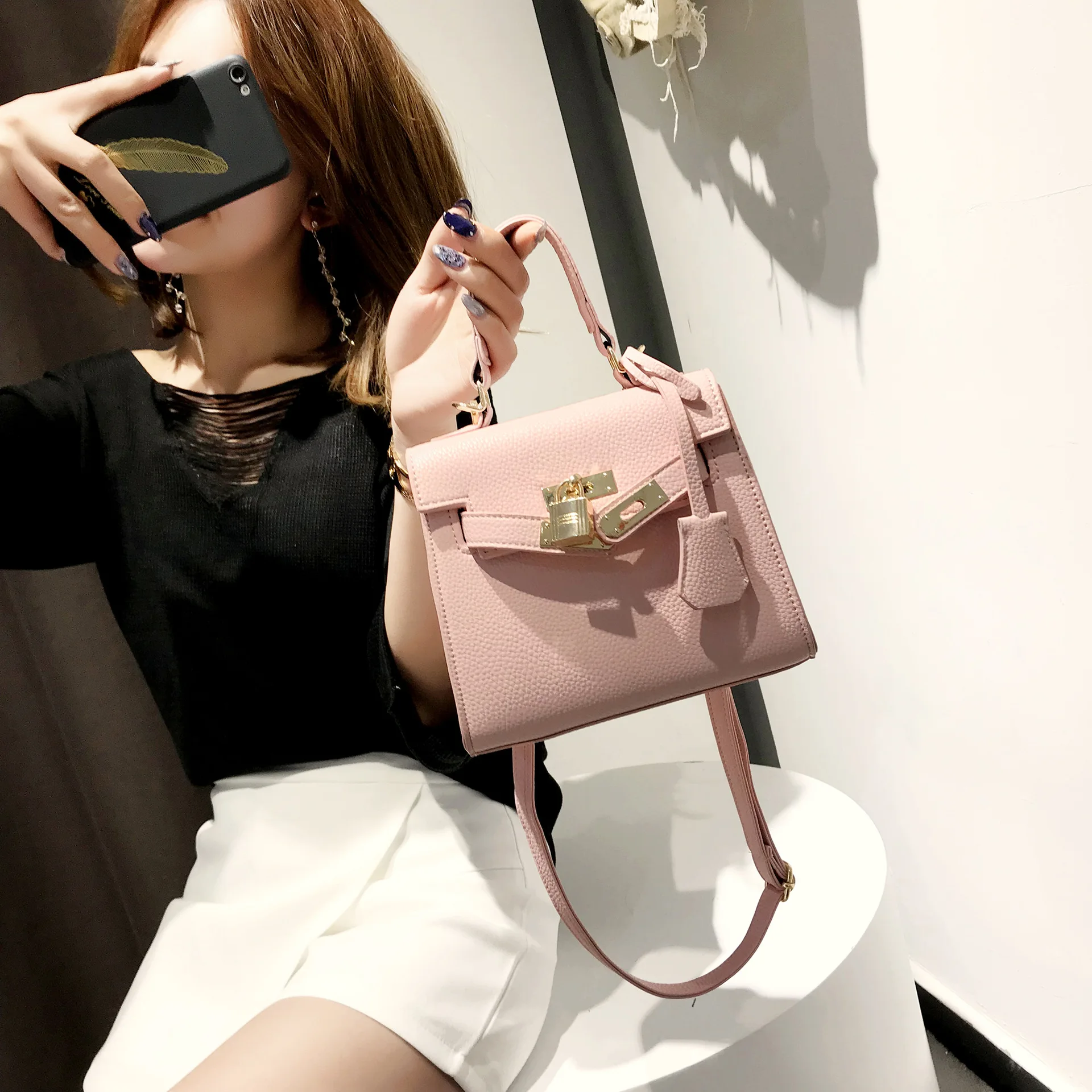 Rosa Crossbody Bag Coreano Shang Spalla grigio Semplice Piazza Donne Piccola Borsa Nero Il verde Delle colore Centinaio Di New Portatile Autunno rosso inverno 2019 qBaZAA