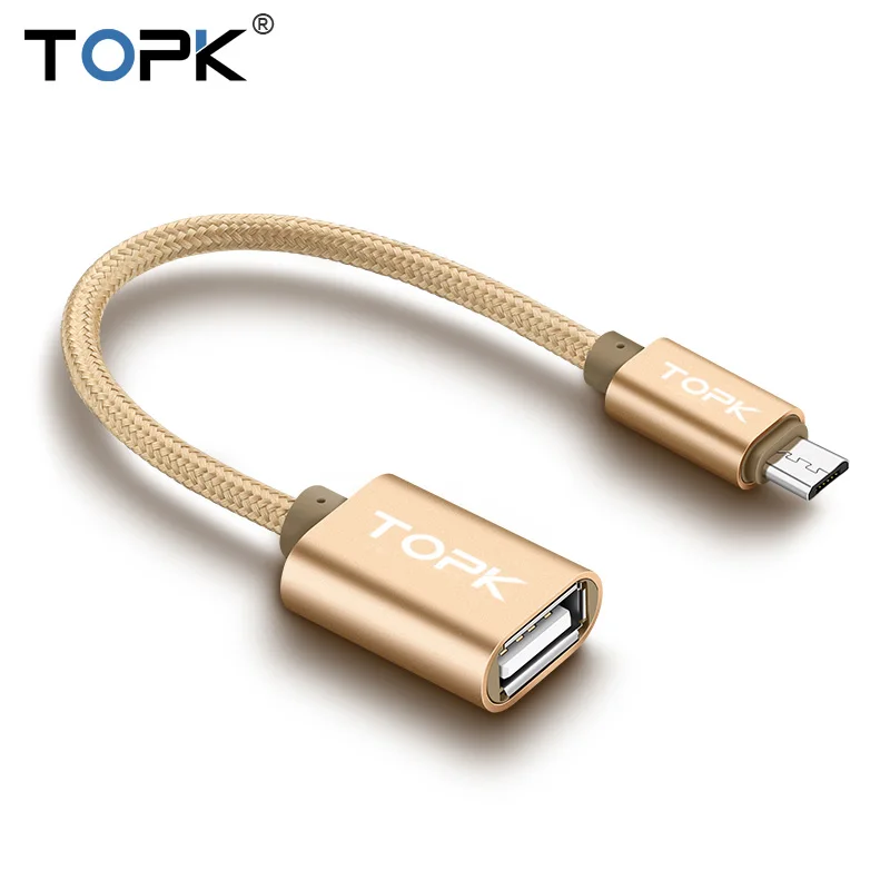 TOPK المصغّر USB كابل OTG USB 2.0 وتغ محول محول ل سامسونج Xiaomi هواوي LG سوني TCL Htc Meizu MX4 شاحن هاتف محمول يعمل بنظام تشغيل أندرويد