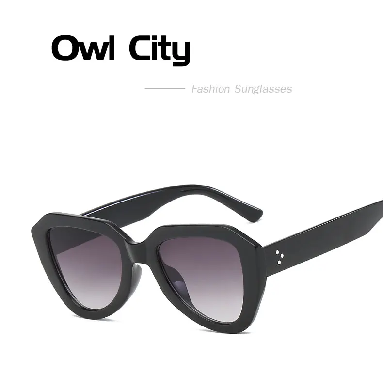 Owl City Vintage Women Sunglasses Triangle Black Ladies Sunglass Retro Men Eyewear Gradient Lens Cat Eye Sun Glasses UV400