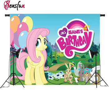 

Sensfun Photo Background My little Pony Birthday Party Cartoon Backdrop Fantasy Props for newborn photocall
