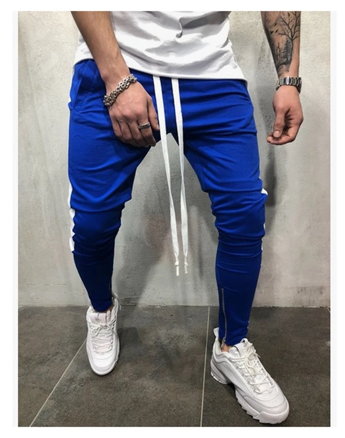 Мужские спортивные штаны, облегающие спортивные штаны в стиле хип-хоп, уличная одежда, контрастные цвета, модные мужские спортивные штаны