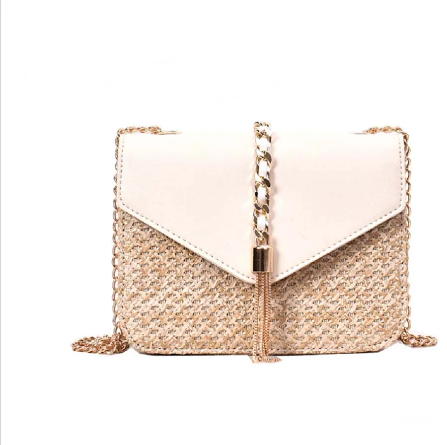 Women Bohemia Straw Bag Woven Rattan Handbag Crossbody Summer Beach Chain Bag Summer Bags For Women 2019 Beach Bags Handbags
