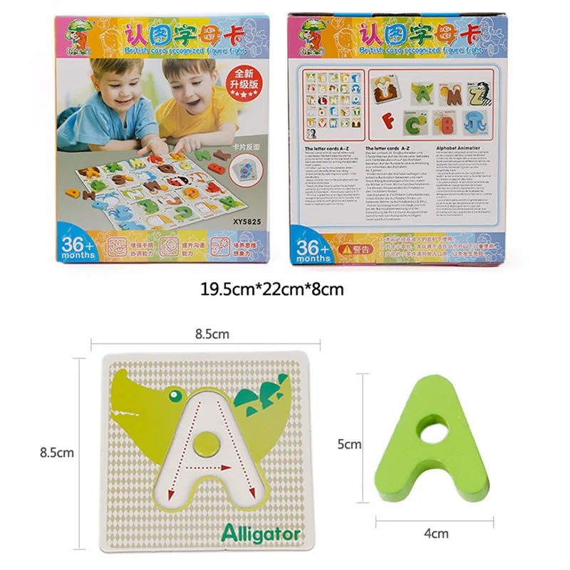 

Wooden Puzzle Toy Kids Birthday Gift Educational Letters Learning Cards Matching Puzzle Toys for Children 3D Puzzle