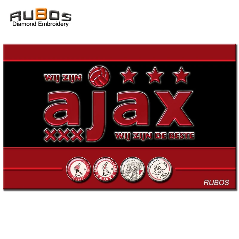 

RUBOS AJAX Soccer DIY 5D Diamond Painting Full Square Or Round Diamond Embroidery Netherland Football Badge Hobby Kids Stickers