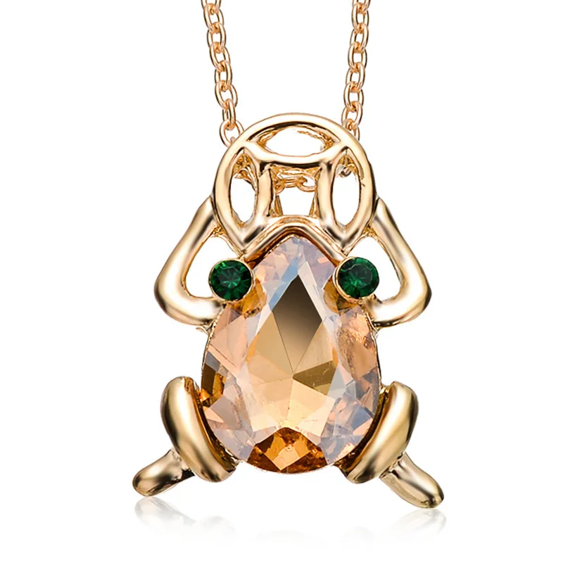 Цепочка для свитера с кристаллами Lucky Frog Toad ожерелье акриловыми стразами кулон