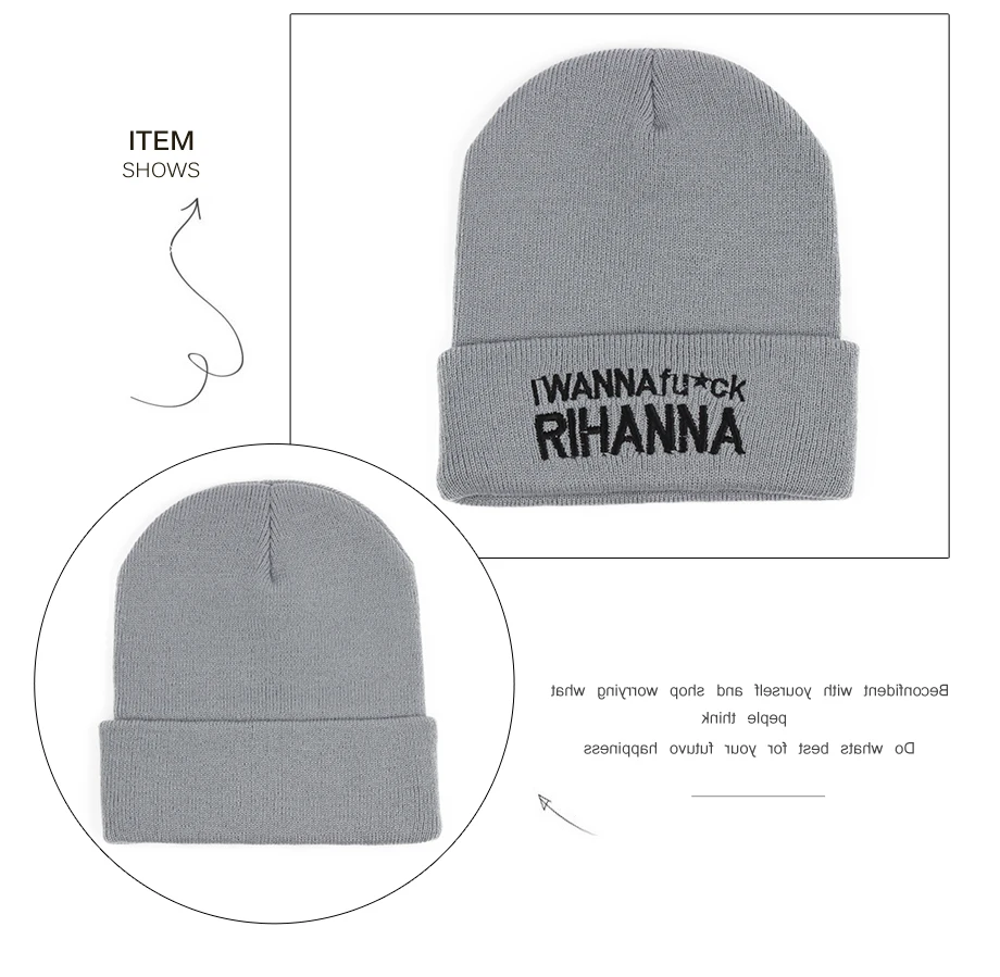7ADK Embroidery Rihanna Hat Winter Brand Casual High Quality 2018 New Fashion Beanie For Girls Boys #CAP076