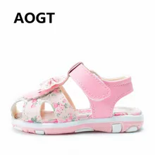 AOGT детские сандали для девочек Детская летняя обувь Нескользящая мягкая подошва девушка принцесса обувь бант Цветы Дети сандалии для малышей обувь