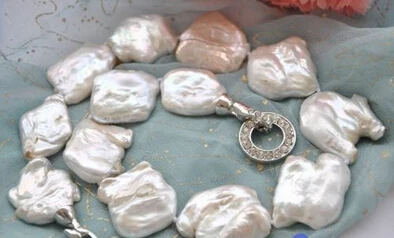 

11.24 HUGE 18" WHITE BAROQUE KESHI REBORN PEARL NECKLACE NEW