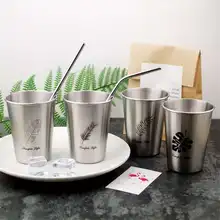 Stainless Steel Fruit Juice Water Cup Stemless Wine Cups Tea Mug Wine tumbler Toothbrush Cup Simple Mug Bar Drinkware 350/350ML