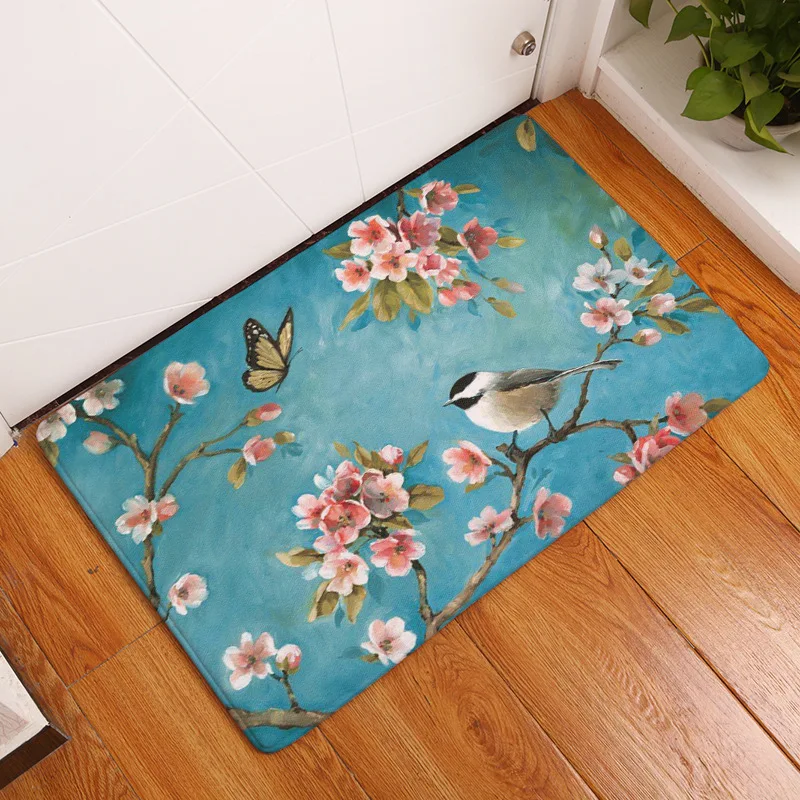 Коврик для входной двери из микрофибры, коврик для прихожей, Противоскользящий коврик для спальни, кухонные коврики - Цвет: Bird 01