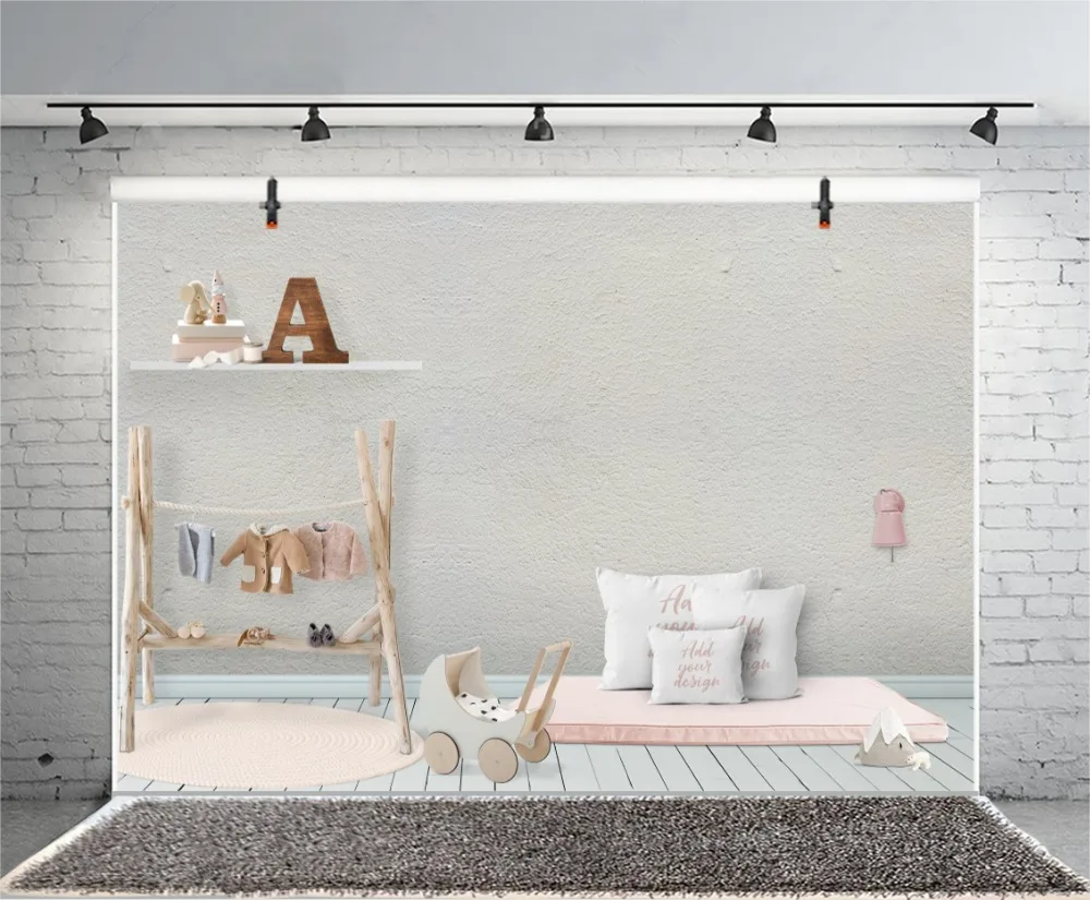 Laeacco Baby Room Shelf Pillow Carpet Coat Carriage Photography Background Customized Photographic Backdrops For Photo Studio