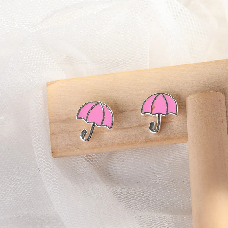 

Lidavi Silver Stud Earrings Sweet Pink Small Umbrella Stud Earrings Stud Earrings For Women Fashion Stud Earring Jewelry VES6190