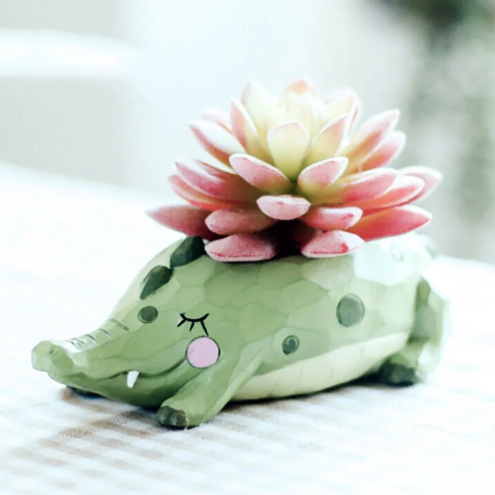 Горшок для растений мультфильм Мини Крокодил КИТ смоляные горшки для цветов слон животные горшки для влагозапасающего растения бонсай плантатор домашний офис Декор