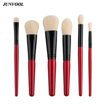 

New Red Powder Foundation Makeup Brushes Set 6pcs Pro Eye Shadow Eyebrow Blush Contour Lip Brushing Brush Cosmetic Make Up Tools