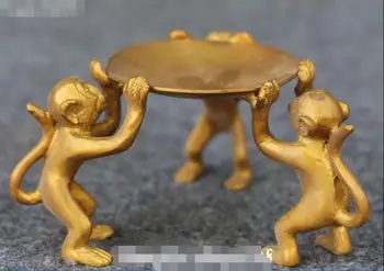 

Chinese Fengshui Bronze 3 Monkey Monkeys Animal Ashtray Ashtrays Oil lamp Statue