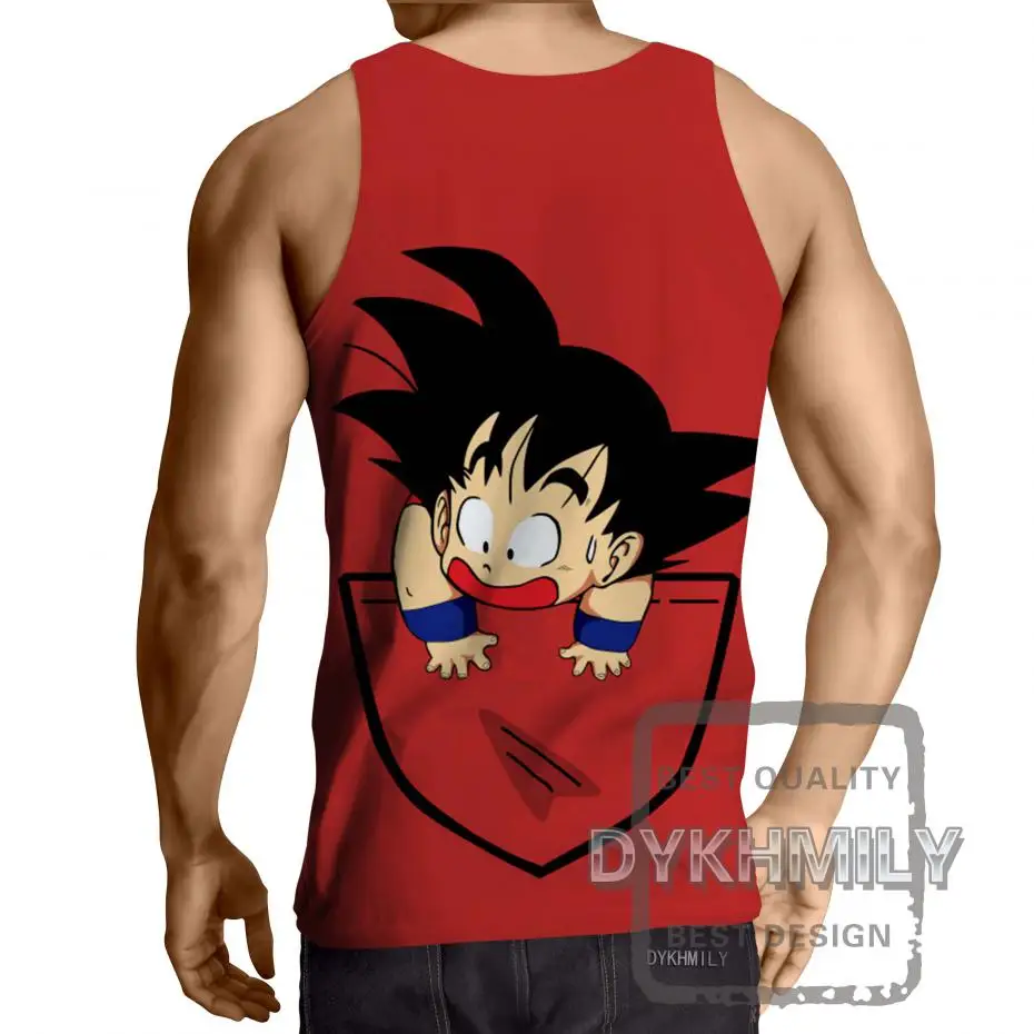 Dykhmily 2017 Лето Новое поступление Dragon Ball Z Goku Детский Карманный 3d принт милый красный