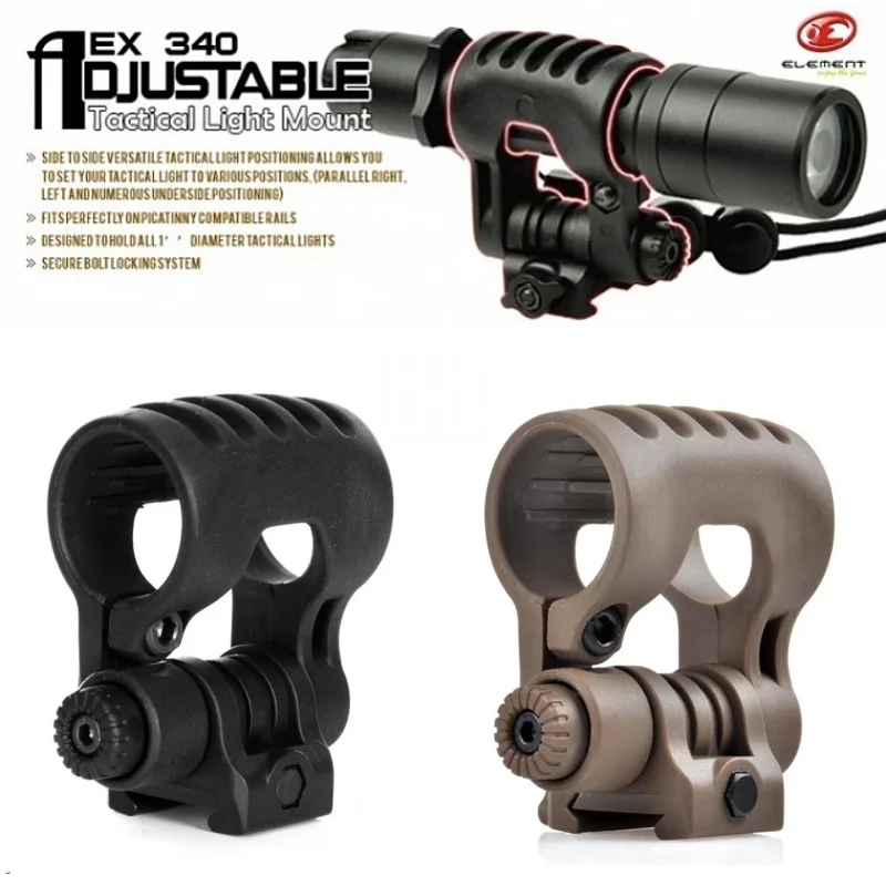 

Element Airsoft Adjustable Tactical Light Mount Hunting Softair Tactical Flashlight Rifle Air Gun Light Accessories EX340