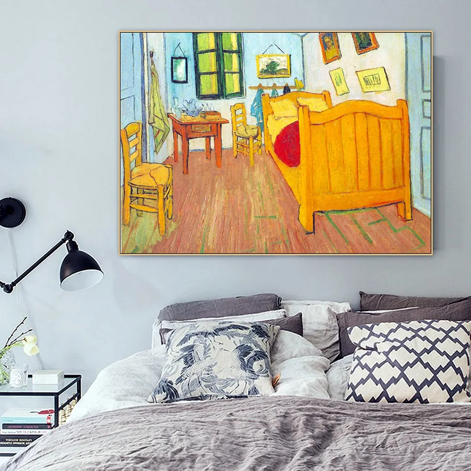 

The bedroom in Arles.Saint-Remy Van Gogh Famous Master Artist Canvas Painting Poster Print Pictures Bedroom Wall Art Home Decor