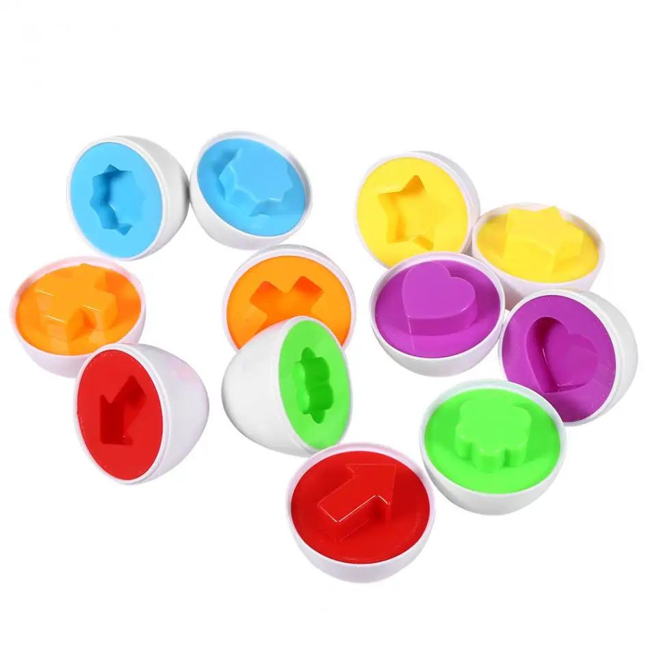 

6Pair/Set Baby Educational Toys Mixed Shape Wise Simulation Eggs Pretend Play Smart Eggs 2018 Cognitive Toys For Children Gift