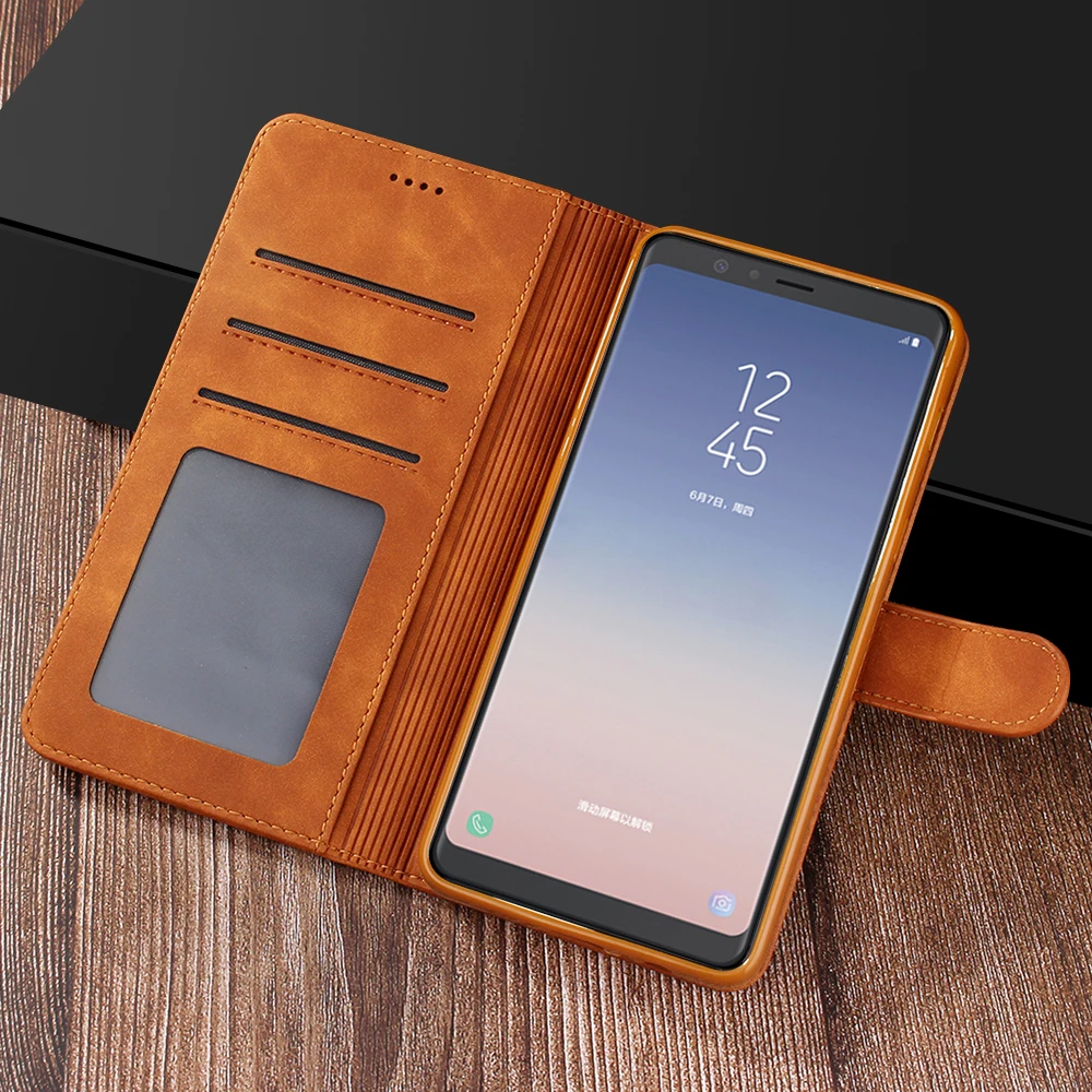 Роскошный кожаный магнитный флип чехол для Samsung Galaxy A8 + 2018 кошелек держатель карт