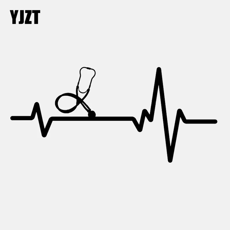 

YJZT 14.6CM*6.7CM Stethoscope Scrubs Medical Heartbeat Vinyl Black/Silver Car Sticker C22-1102