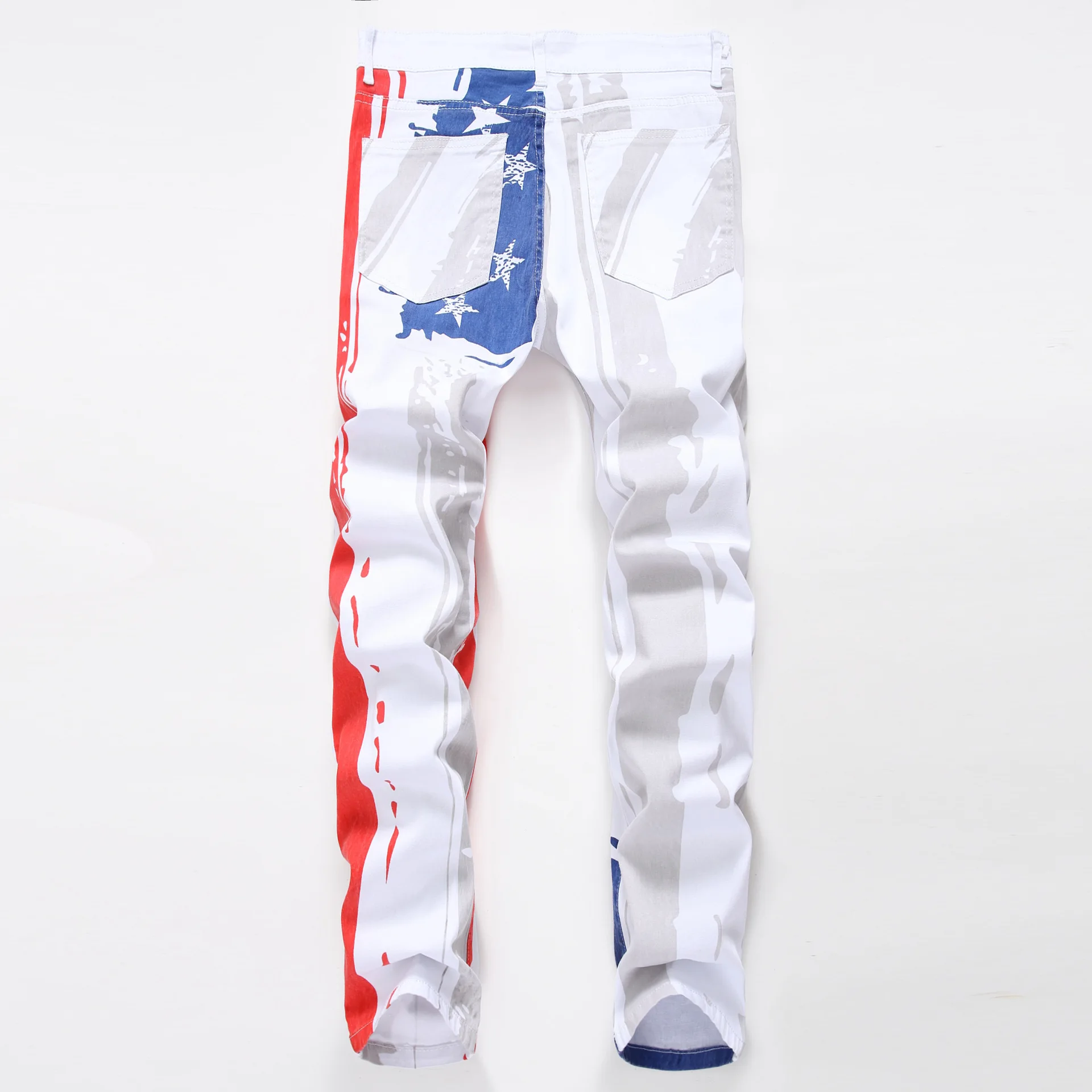 Men's Camouflage UK USA Flag Print Jeans Men Slim Skinny Printed Biker Jeans Casual Hip Hop Denim Pants Drop Shipping 13 colors