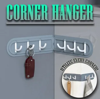 

Creative Suitable For Corner Small Sundries Hooks Folding 6 Hooks Row Kitchen Bathroom Free Punching Super Sticky Seamless Hooks