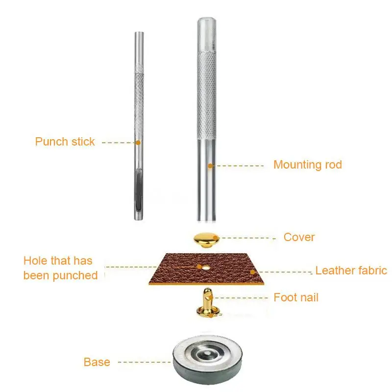 364 набор новых кожаных заклепок одинарные заклепки трубчатые металлические шпильки с крепежным набором инструментов для ремонта кожаных изделий