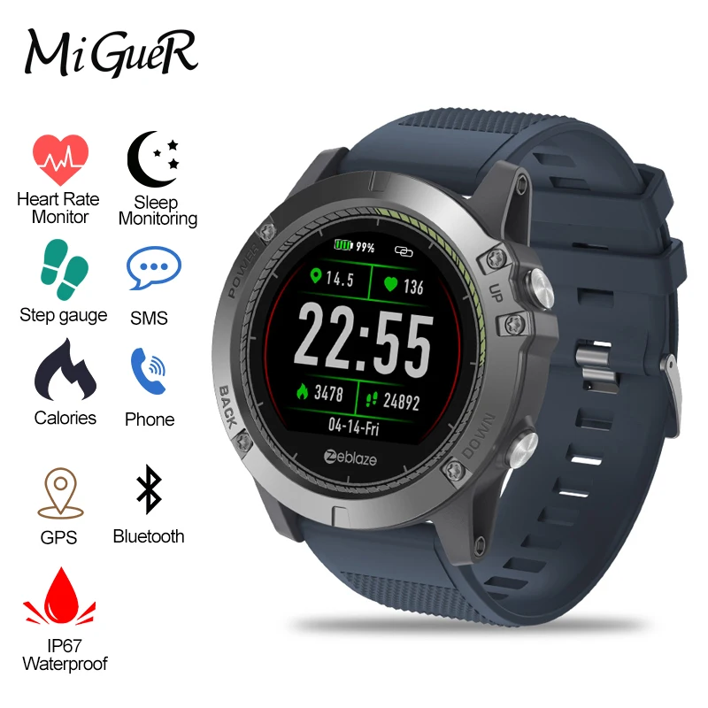 

New Zeblaze VIBE 3 HR Heart Rate Monitor IP67 Waterproof IPS Color Display Sports Smartwatch Smart Watch Men For IOS & Android