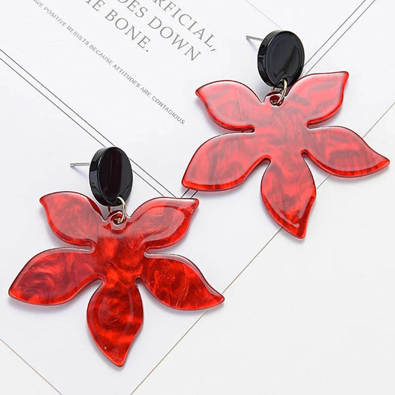 

Korean Fashion Jewelry Acrylic Flower Earrings for Women Rendering Petal-shaped Resin Dangle Earrings Boho Big Simple Earings