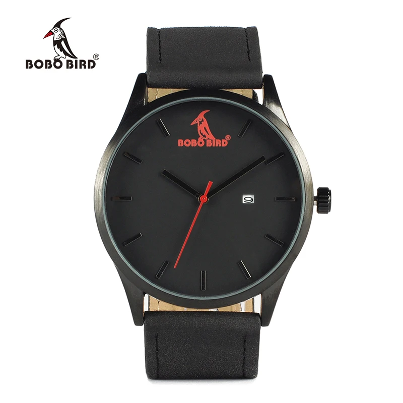 BOBO BIRD Multfunction Calendar Watch Wooden Watches for Men Japanese 2035 Movement Quartz Watches with Leather Band