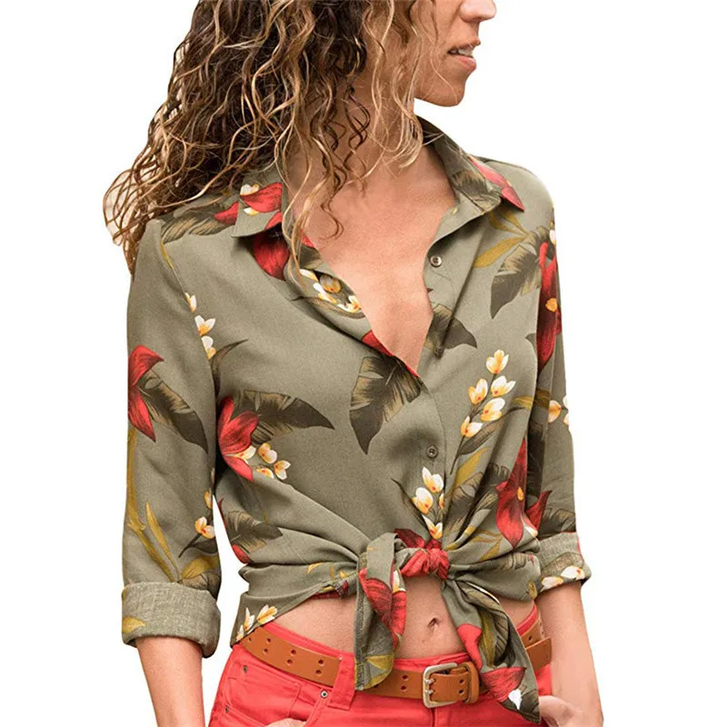 

Autumn Shirts Women 2019 Leisure Print Blouse Turn Down Collar Long Sleeve Shirt Office Ladies Blouse Shirt Blusa Casual Suelta